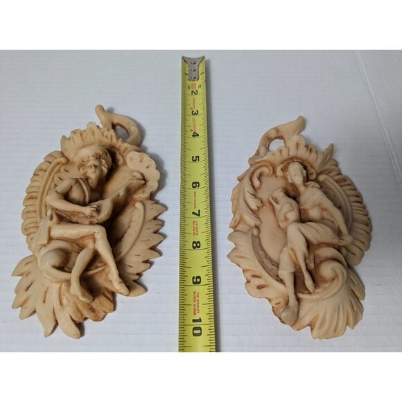 Italian Lava Stone tuff Resin Wall Plaques Musical Figures - Set Of 2 9 inch - Picture 13 of 14